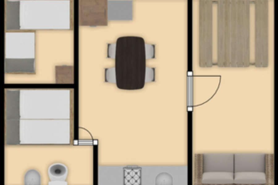 Kampeerlodge Plattegrond 2024