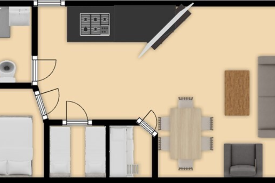 Vakantiechalet 6 persoons 2024 plattegrond