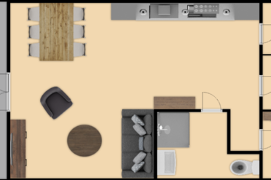 Waterlodge plattegrond met veranda